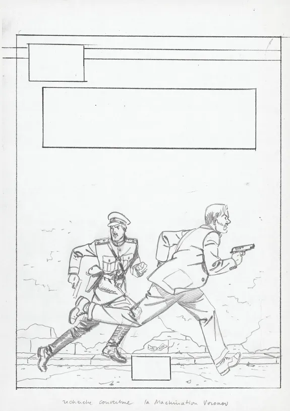Projet de couverture, Blake et Mortimer, La Machination Voronov (T.14), André Juillard