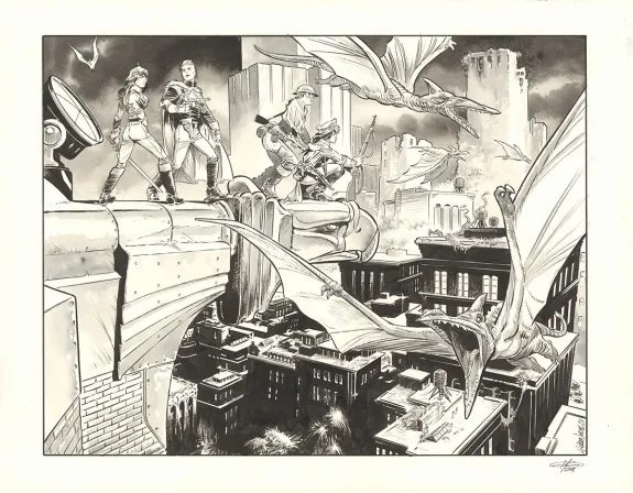 Illustration noir et blanc, The Kong Crew, Eric Herenguel
