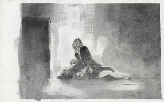 Illustration noir et blanc, Le Voleur d'amour, Yannick Corboz