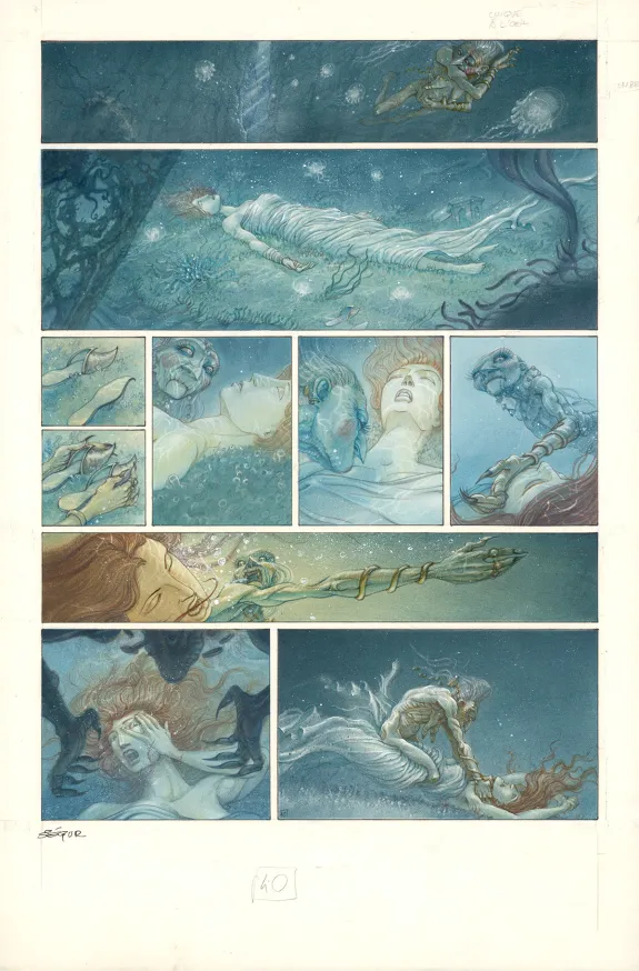 Colored original page, Le Roi des méduses, Thierry Ségur