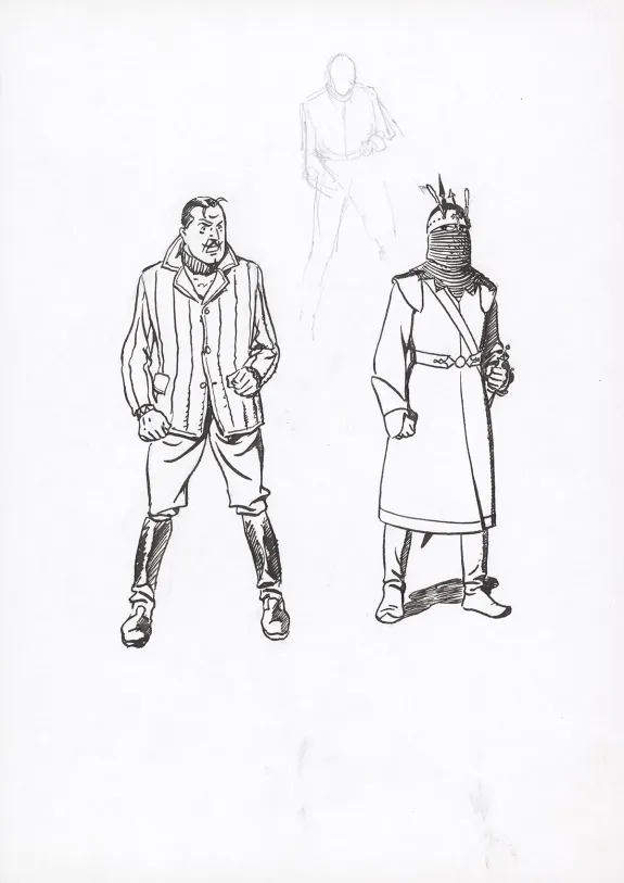 Illustration noir et blanc, Blake et Mortimer, Les Sarcophages du 6e continent - Tome 2 (T.17), André Juillard
