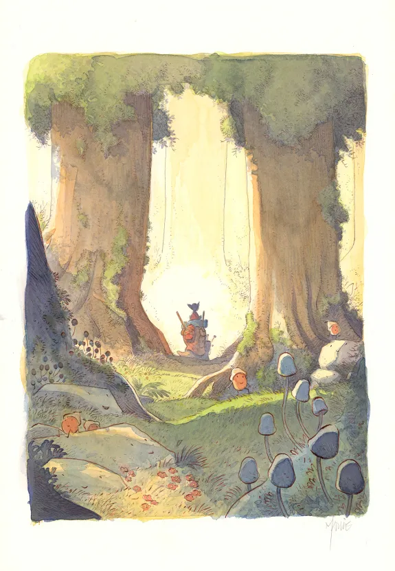 Illustration couleur, La Folle et Incroyable Aventure du chevalier Léon, Vincent Mallié