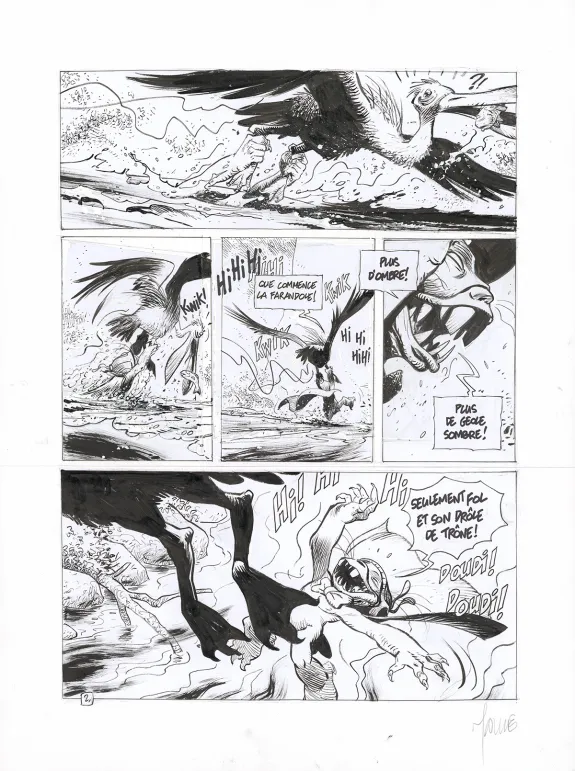 Planche noir et blanc, La Quête de l'Oiseau du Temps, L'Omégon (T.8), Vincent Mallié