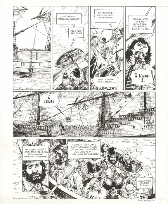 Planche noir et blanc, 1629... ou l'Effrayante Histoire des naufragés du Jakarta, L'île rouge (T.2), Thimothée Montaigne