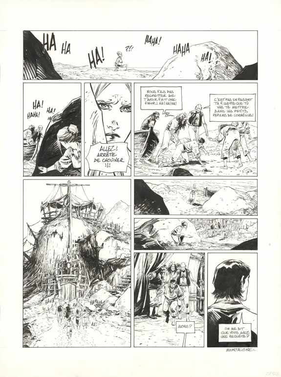 Black and white original page, 1629... ou l'Effrayante Histoire des naufragés du Jakarta, L'île rouge (T.2), Thimothée Montaigne