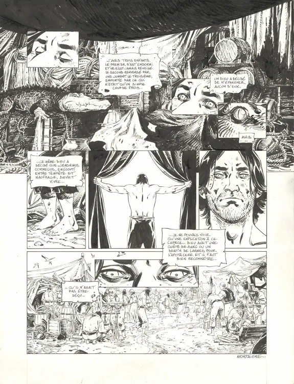 Black and white original page, 1629... ou l'Effrayante Histoire des naufragés du Jakarta, L'île rouge (T.2), Thimothée Montaigne