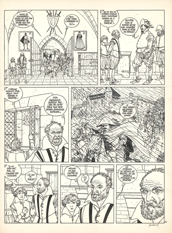 Black and white original page, Les 7 Vies de l'Épervier, L'Arbre de Mai (T.3), André Juillard