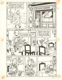 Black and white original page, Tintin (pastiche), Objectif monde (T.23), Didier Savard