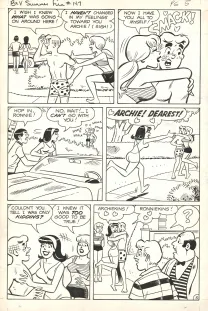 Black and white original page, Betty & Veronica Friends Forever, Summer Fun, Dan De Carlo