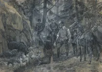 Black and white illustration, R Caton Woodville