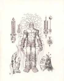 Black and white illustration, Frankenstein, Stan Manoukian