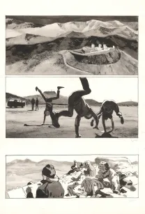 Black and white original page, Au pied des étoiles, Emmanuel Lepage