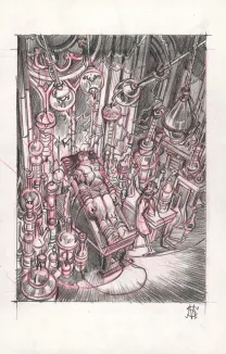 Black and white illustration, Frankenstein, Stan Manoukian