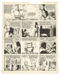 Black and white original page, Barbe-Rouge, Défi au Roy (T.4), Victor Hubinon
