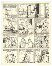 Planche noir et blanc, Barbe-Rouge, Défi au Roy (T.4), Victor Hubinon