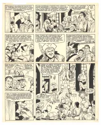 Black and white original page, Barbe-Rouge, Défi au Roy (T.4), Victor Hubinon