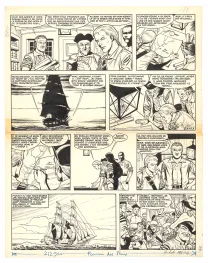 Black and white original page, Barbe-Rouge, L'Île de l'homme mort (T.7), Victor Hubinon