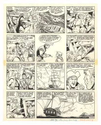 Black and white original page, Barbe-Rouge, L'Île de l'homme mort (T.7), Victor Hubinon