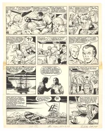 Black and white original page, Barbe-Rouge, L'Île de l'homme mort (T.7), Victor Hubinon
