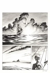 Black and white original page, Hommes à la mer,  Riff Reb's