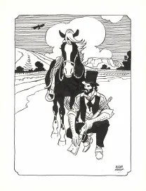 Black and white illustration, Undertaker, Ralph Meyer