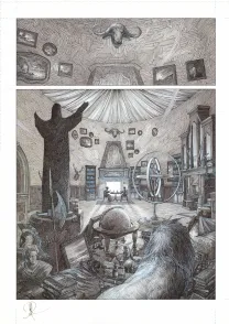 Black and white original page, La Mort vivante, Alberto Varanda