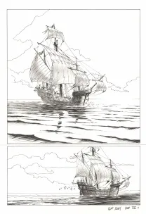 Black and white original page, Kernok le pirate,  Riff Reb's