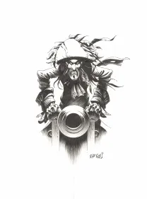 Black and white illustration, Kernok le pirate,  Riff Reb's