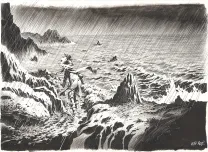 Illustration noir et blanc, Kernok le pirate,  Riff Reb's