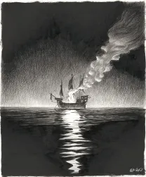 Illustration noir et blanc, Kernok le pirate,  Riff Reb's