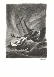 Illustration noir et blanc, Kernok le pirate,  Riff Reb's