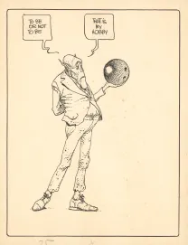Black and white illustration,  Moebius