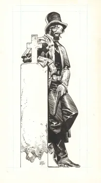 Black and white illustration, Undertaker, Ralph Meyer
