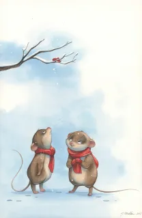 Illustration couleur, Les belles histoires de grand mère sous les flocons , Julie Mellan