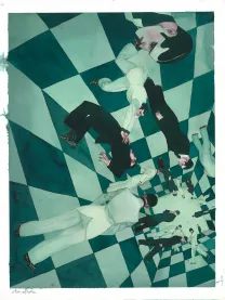 Colored illustration, Le Joueur d'échecs, David Sala