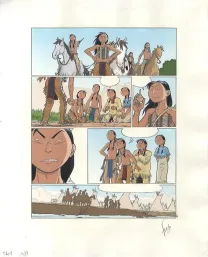 Colored original page, Popotka le petit sioux, La leçon d'Iktomi (T.1), Fred Simon