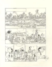 Black and white original page, Popotka le petit sioux, Les Jambières Magiques (T.4), Fred Simon