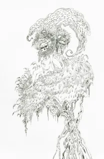 Black and white illustration, Giovanni Rigano