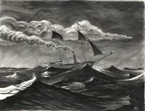 Illustration noir et blanc, Le Loup des mers,  Riff Reb's