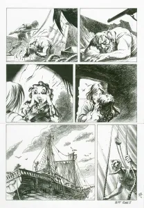 Planche noir et blanc, Le Loup des mers,  Riff Reb's