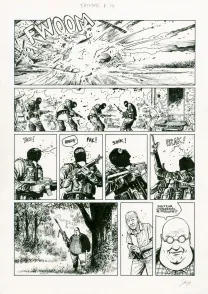 Black and white original page, La Grande Evasion, Fatman (T.4),  Denys