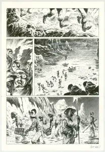 Planche noir et blanc, Hommes à la mer,  Riff Reb's