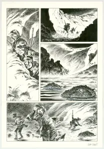 Planche noir et blanc, Hommes à la mer,  Riff Reb's