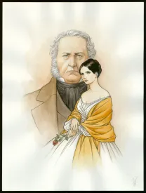 Colored illustration, Victor Hugo, aux Frontières de l'Exil, Laurent Paturaud