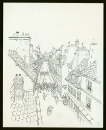 Black and white illustration, Victor Hugo, aux Frontières de l'Exil, Laurent Paturaud