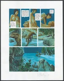 Colored original page, Le Maître des Crocodiles , Jean Denis Pendanx