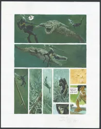 Colored original page, Le Maître des Crocodiles , Jean Denis Pendanx