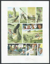 Colored original page, Le Maître des Crocodiles , Jean Denis Pendanx