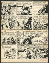 Black and white original page, Tiger Joe, La Piste de l'Ivoire (T.2), Victor Hubinon