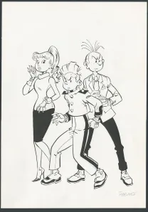 Illustration noir et blanc, Spirou et Fantasio, Félix Meynet